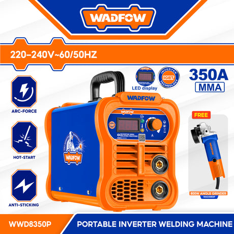 Wadfow 320A / 350A MMA Welding Machine Inverter Portable IGBT with Free Angle Grinder