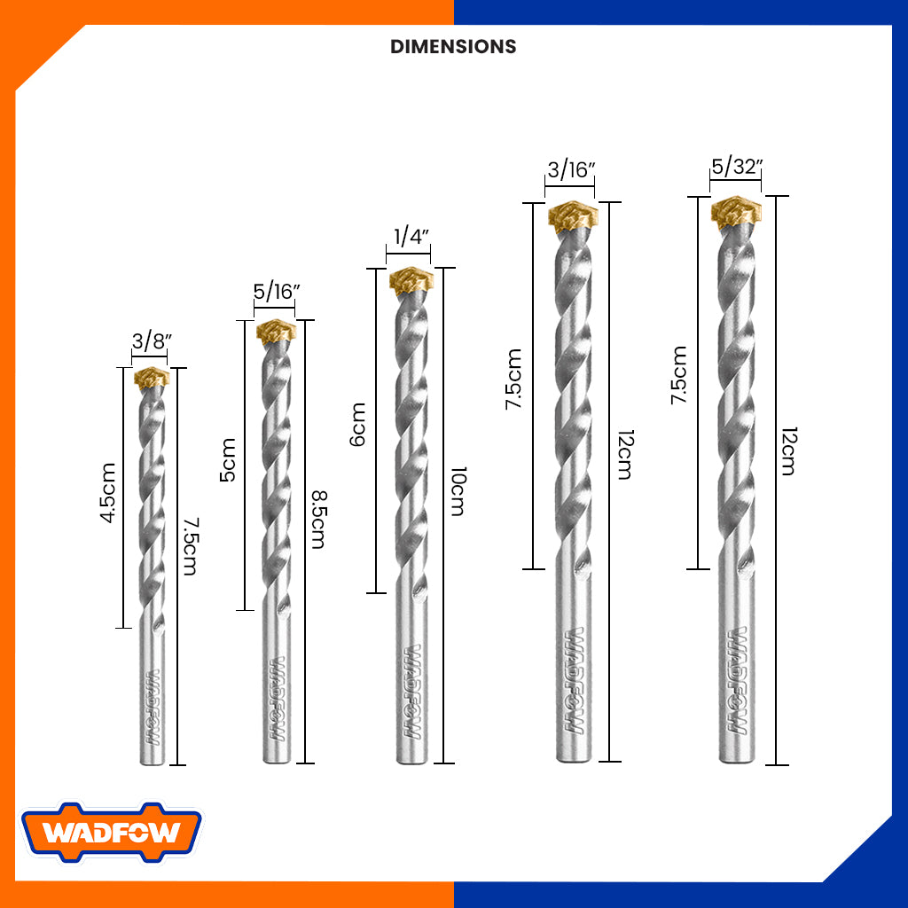 Masonry Drill Bits For Concrete Set 5 Pcs