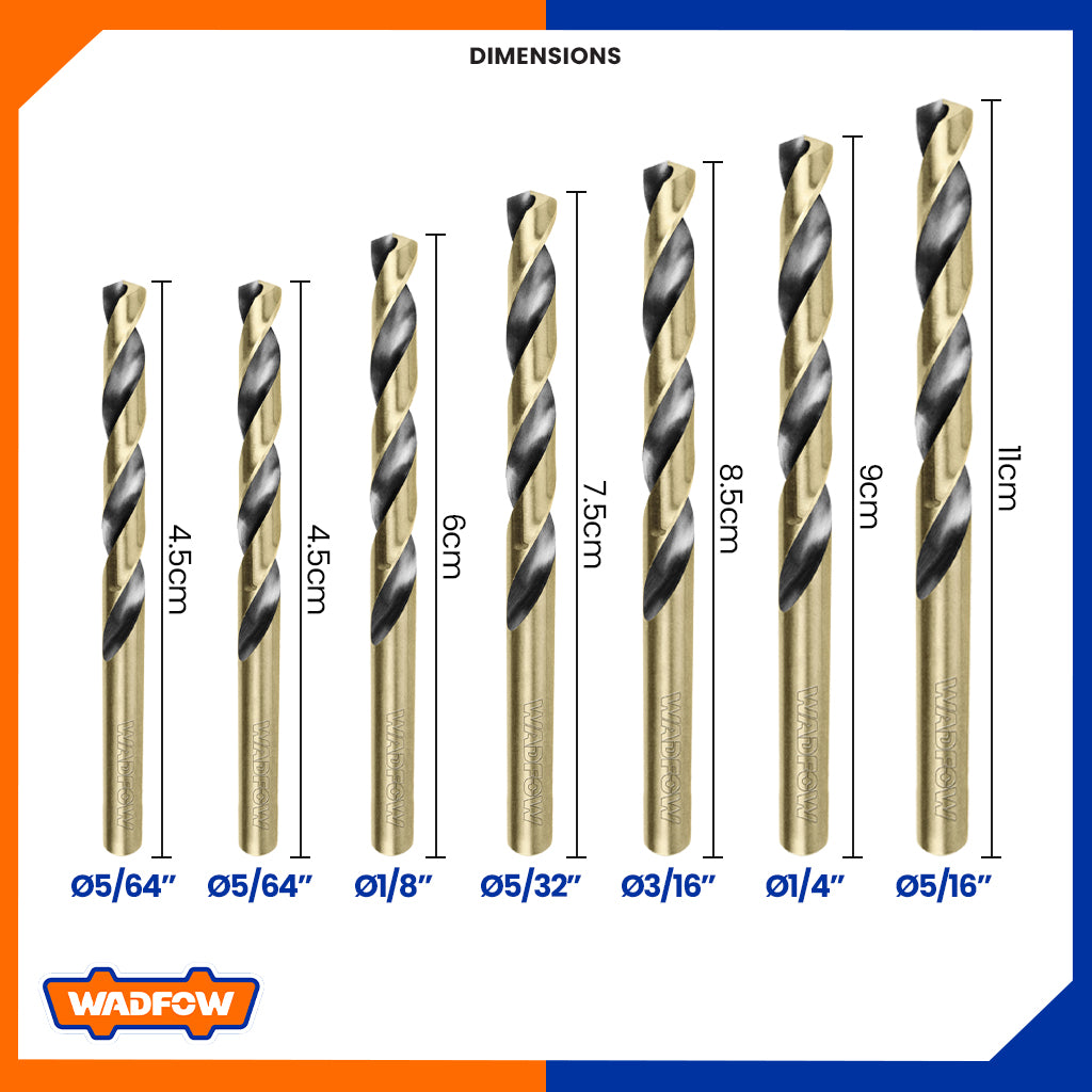 7Pcs Hss/Metal Twist Drill Bits Set