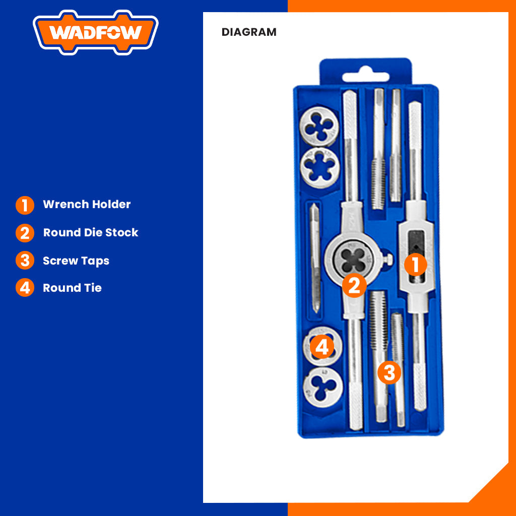 Tap And Die Set Wrench Reamer Tools 12Pcs.