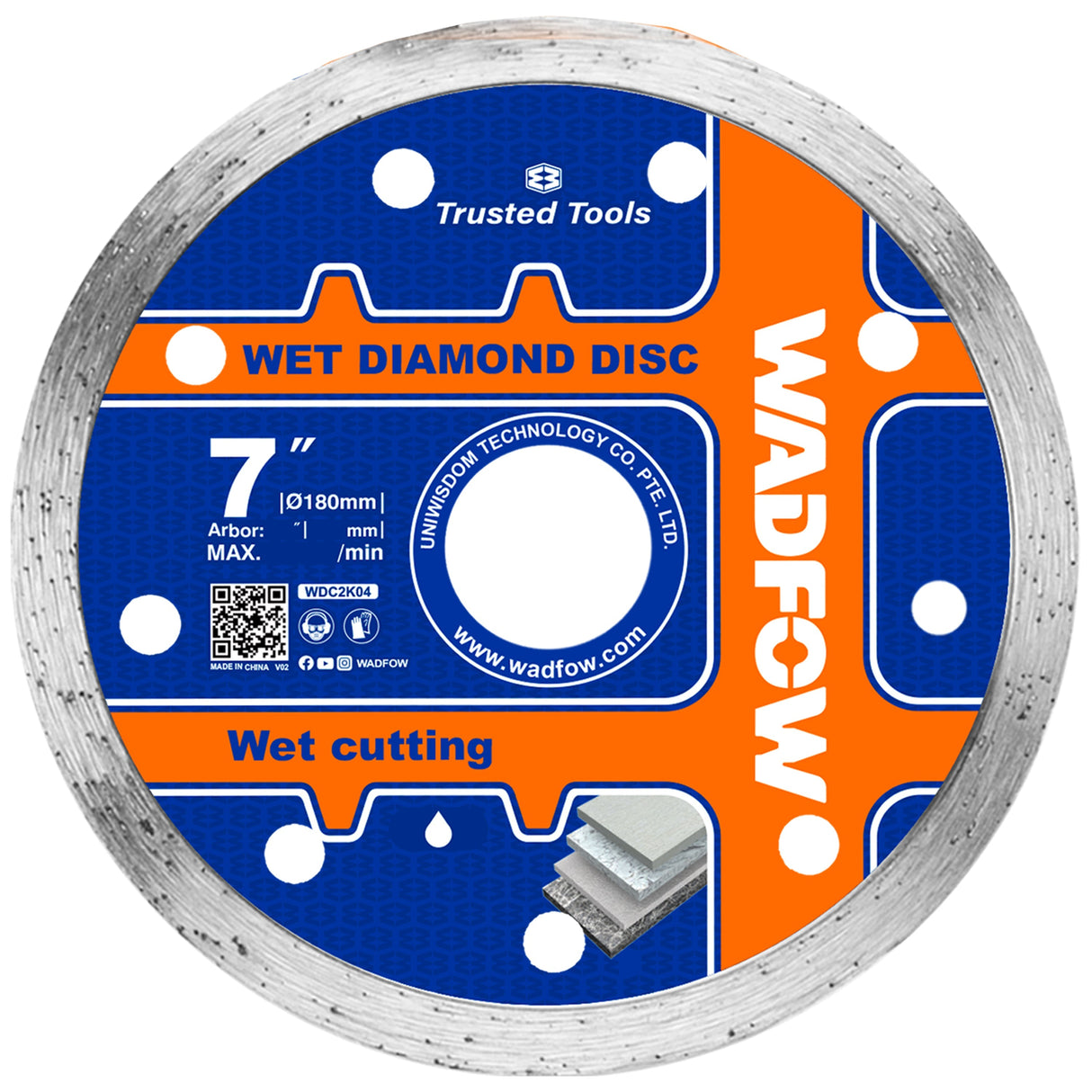 Wet & Dry Diamond Disc for Bricks Limestone Stone Concrete Cutter 7 Inches WDC2K04