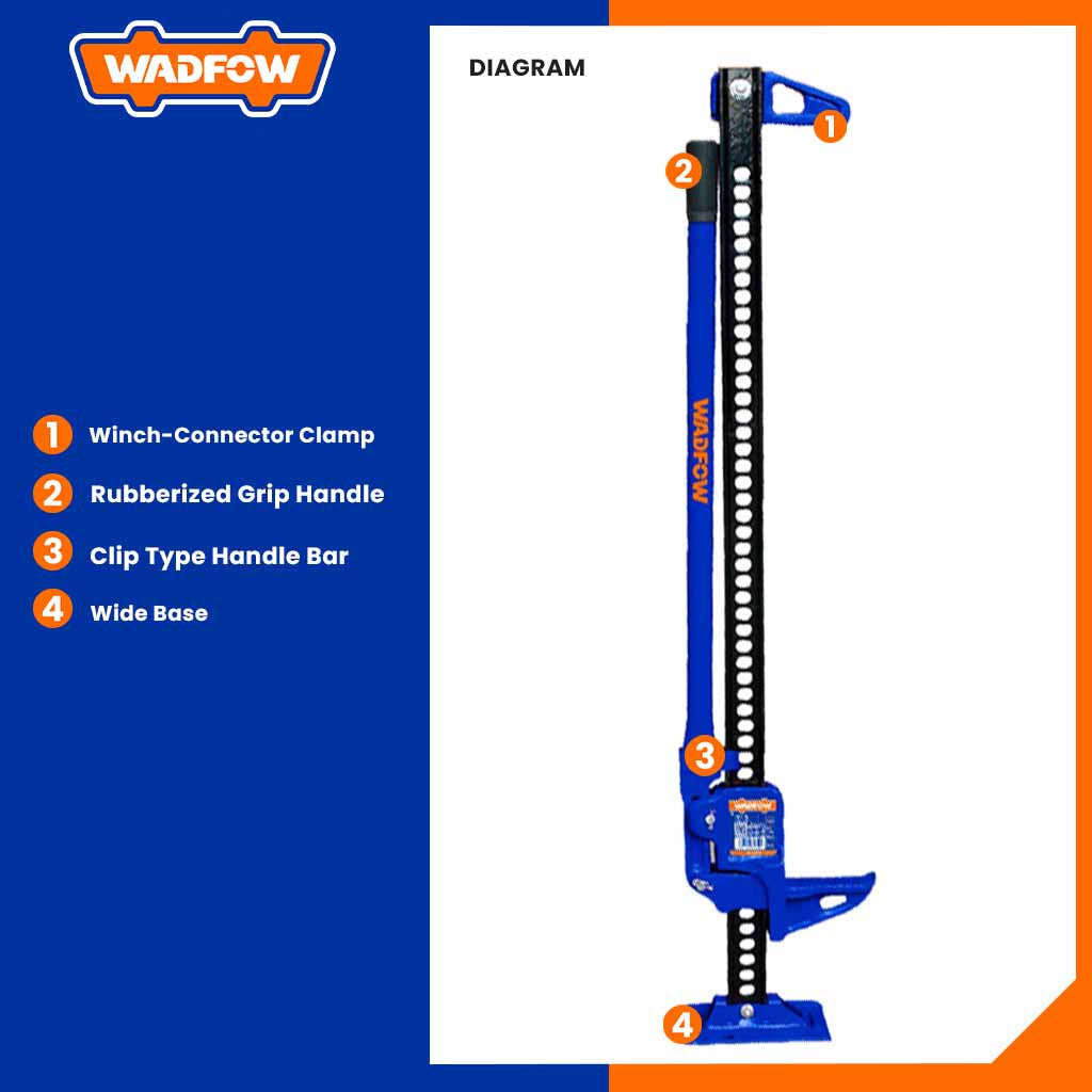 Ratcheting Off-Road Utility Farm Jack, 3 Ton (6,000 lb) Capacity WHJ8A48