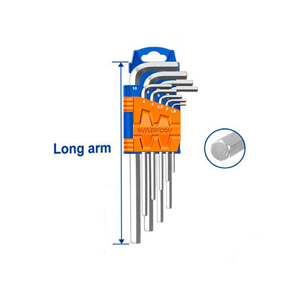 Long Arm Hex Allen Key Set with 9Pcs WHK1291