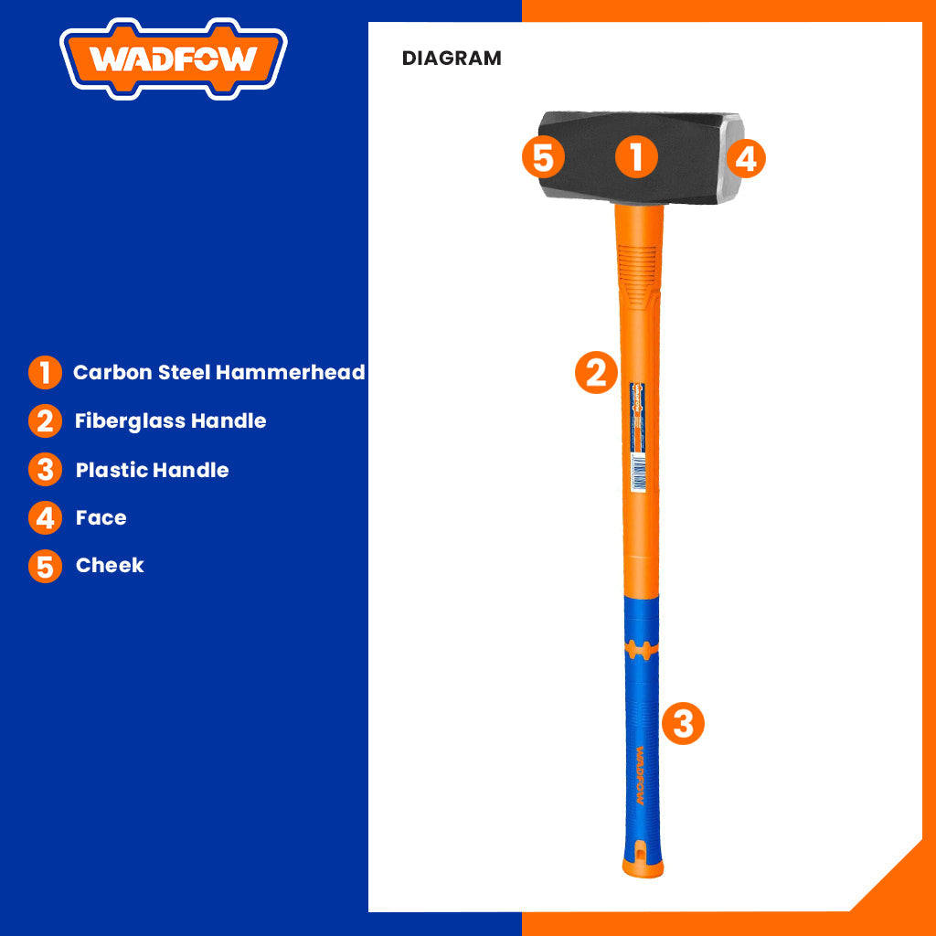 Long Handle Stoning Hammer with Fiberglass Handle