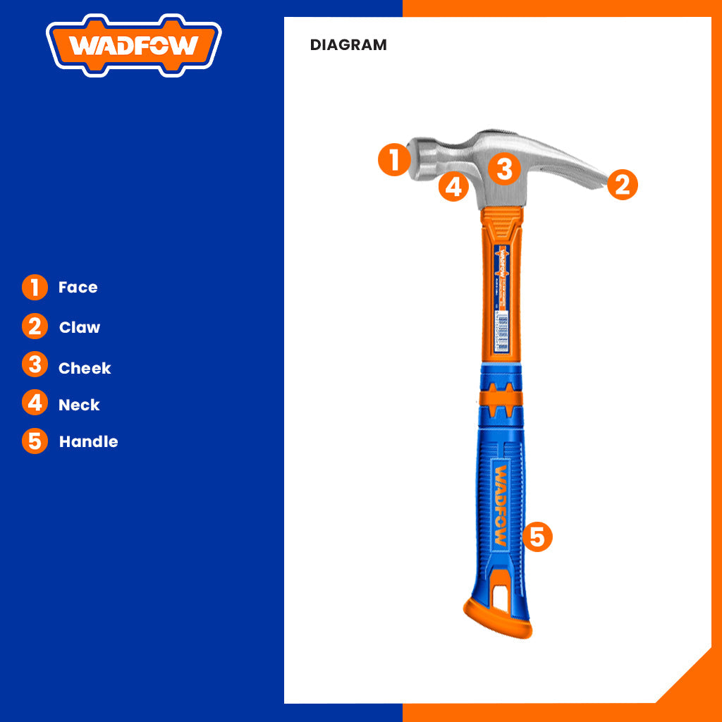 Long Handle Claw Hammer (400mm)16oz/450g WHM336L