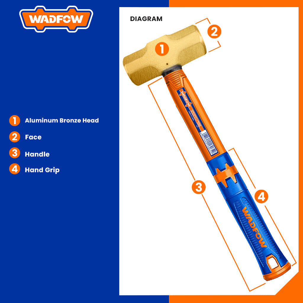 Non-Sparking Sledge Hammer w/ Fiberglass Handle 2LB/900g-8LB/3600g