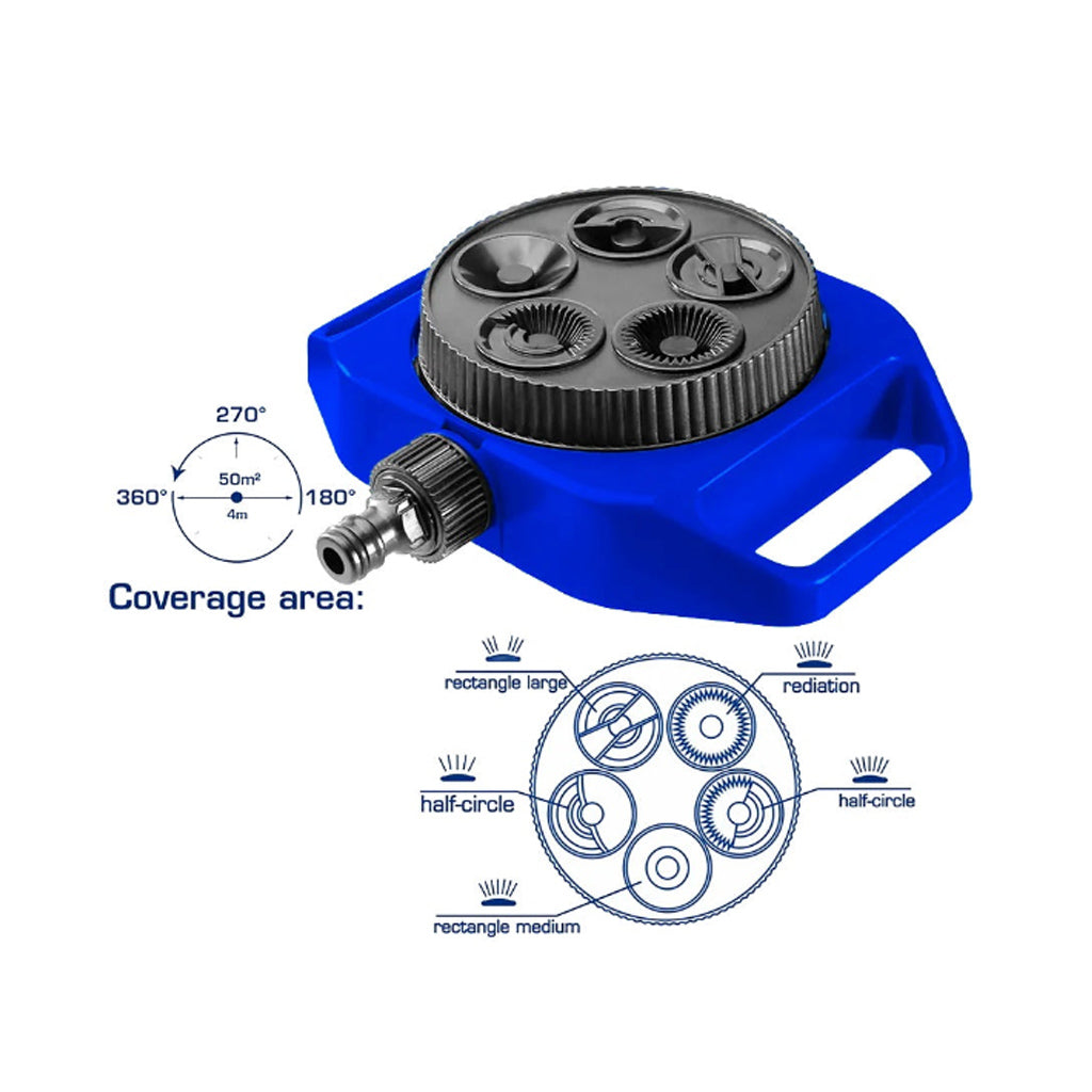 WHPS3061 5 in 1 Plastic Turret Sprinkler 3/4 inch ABS Water Garden Outdoor Sprinkler