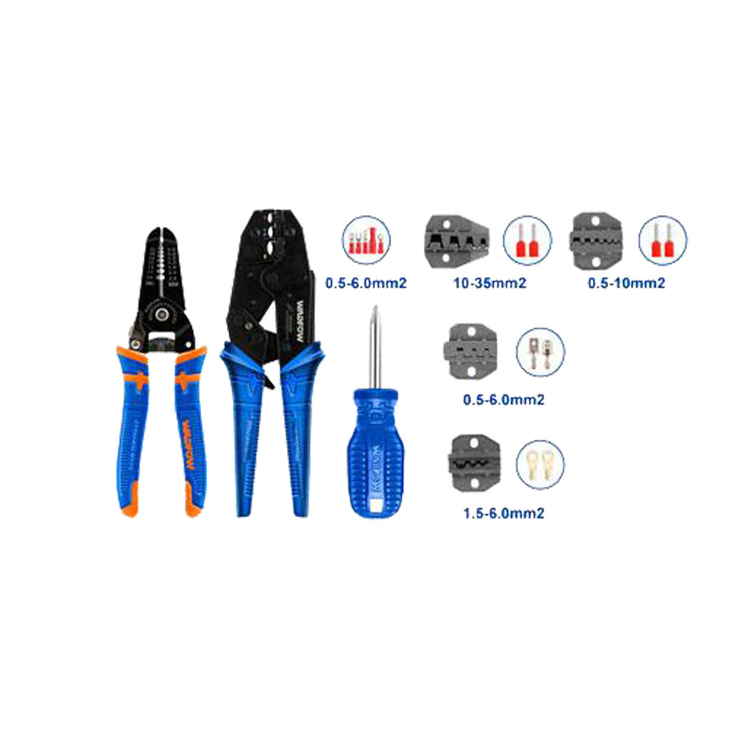 7 Pcs Crimping Pliers Set with Wire Stripper / Screwdriver WHS1B07