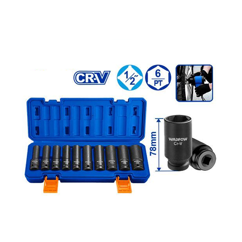 Drive Deep Impact Socket Set 10Pcs Cr-V 1/2 Inches WMS2D02