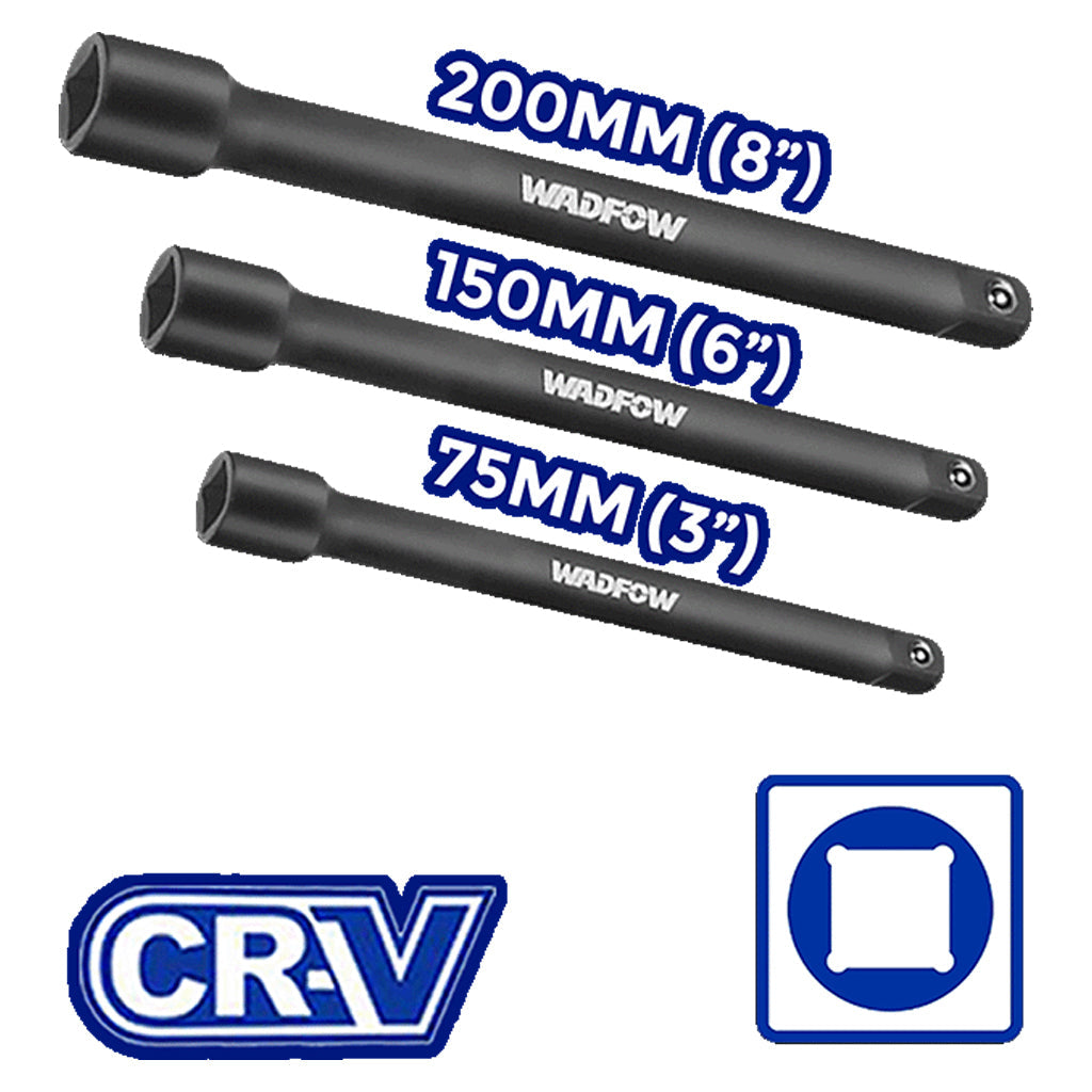 3pcs Industrial Dr.Impact Extension Bar Set WMS7403