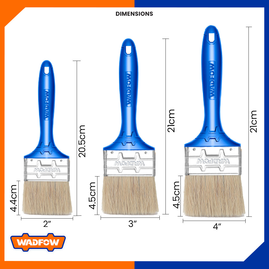 3 Pcs Paint Brush Set With Plastic Handle For Wall