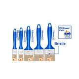 Set of 5pcs Bristle oil Based Paint Brush Set w/ Plastic Handle For Wall WPB1952