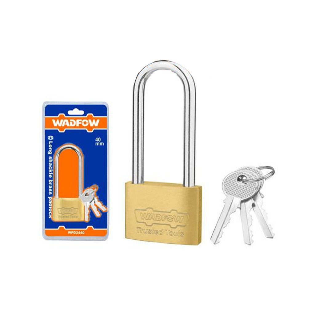 Long Shackle Brass Padlock 40mm-50mm with 3 Pcs Iron Keys