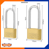 Long Shackle Brass Padlock 40mm-50mm with 3 Pcs Iron Keys