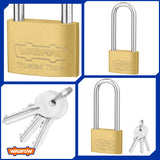 Long Shackle Brass Padlock 40mm-50mm with 3 Pcs Iron Keys