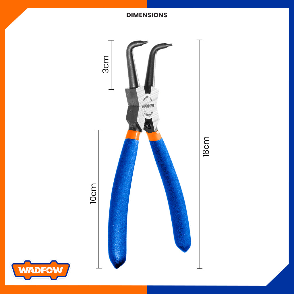 Bent Head Internal Circlip Pliers 7 Inches