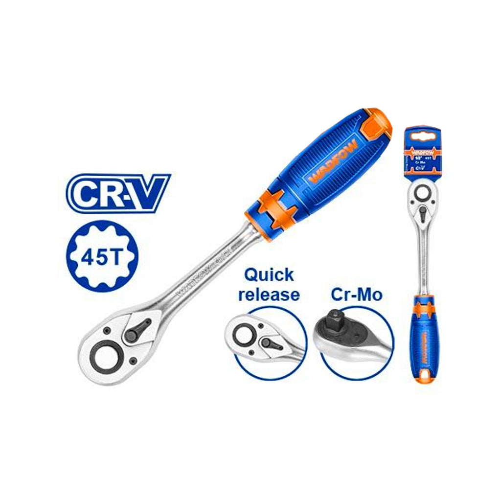 Industrial Crv + Cr-Mo 1/4" 1/2" 3/8" Ratchet Wrench Soft Handle WAD-HT