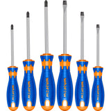 6Pcs Screwdriver Set Ph0x75/Ph1x100/Ph2x100/Sl3x75/Sl5.5x100/Sl6.5x100 Cr-V