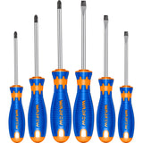 6Pcs Screwdriver Set Ph0x75/Ph1x100/Ph2x100/Sl3x75/Sl5.5x100/Sl6.5x100 Cr-V