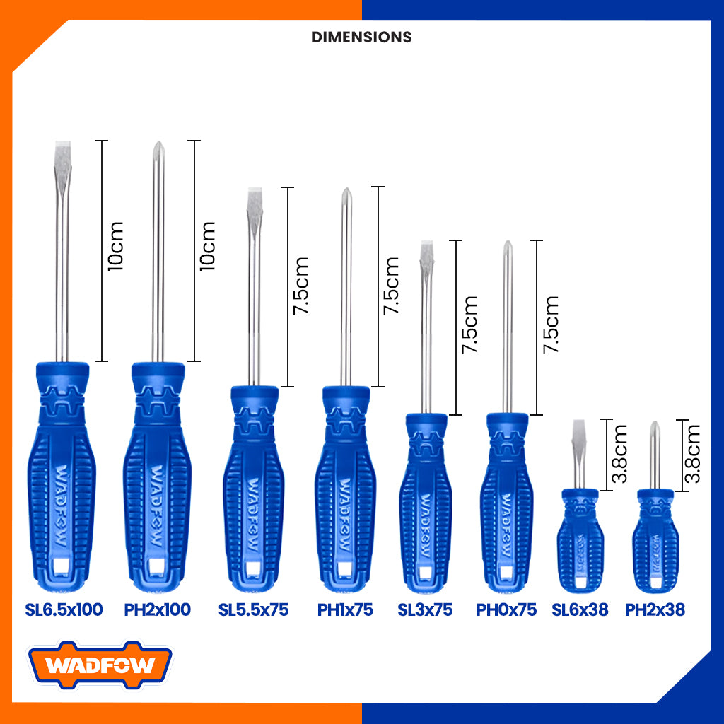 8Pcs Screwdriver Set 40cr Round Shank