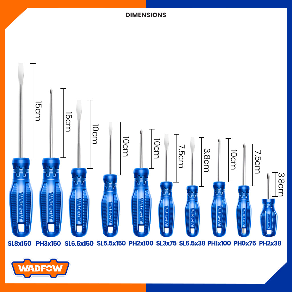 10Pcs Screwdriver Set 40cr Round Shank