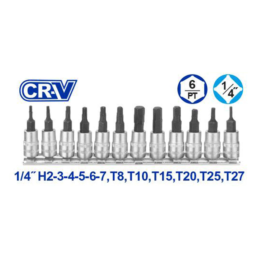 12pcs Cr-V steel, 1/4 Inch Hexagon Bit Socket Set WST2414