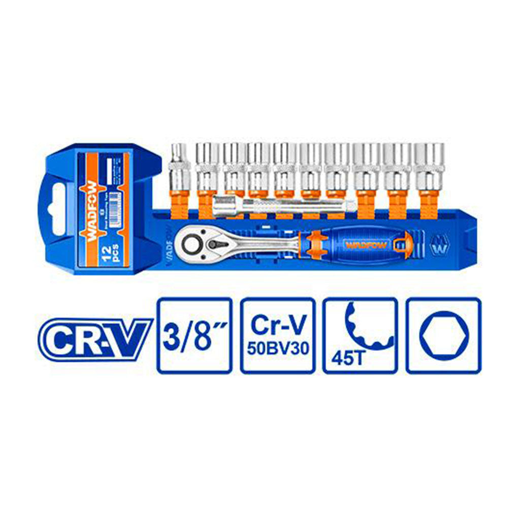 12pcs 3/8" Socket Set Cr-V Steel