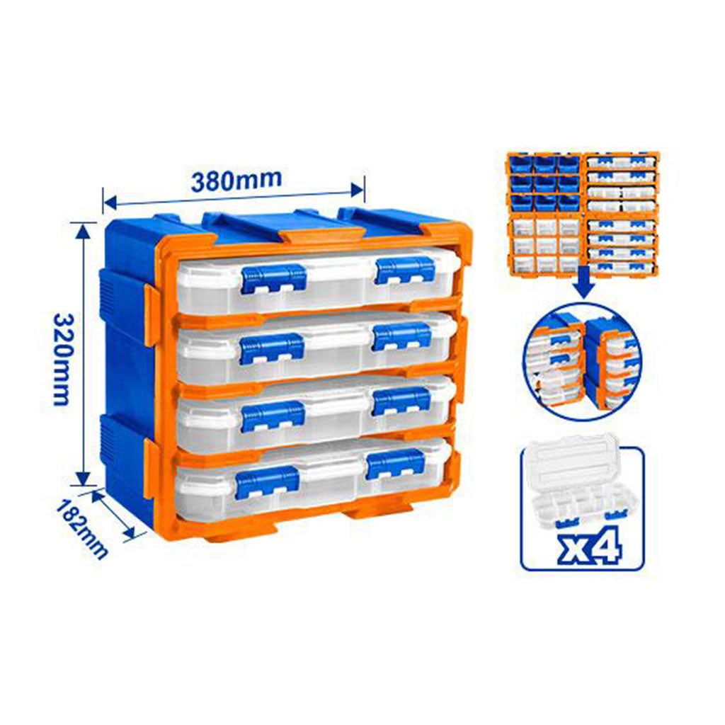 Modular Cabinet set of 4 plastic boxes divided into 13-compartments WTB8344