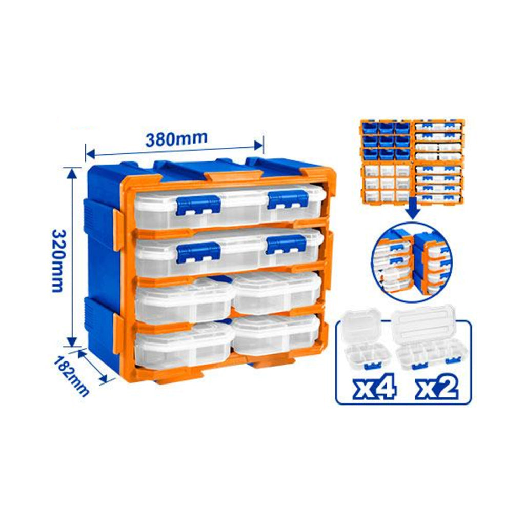 Modular Cabinet Storage set of 2 & 4 plastic boxes divided into 13 & 6 compartments WTB8346