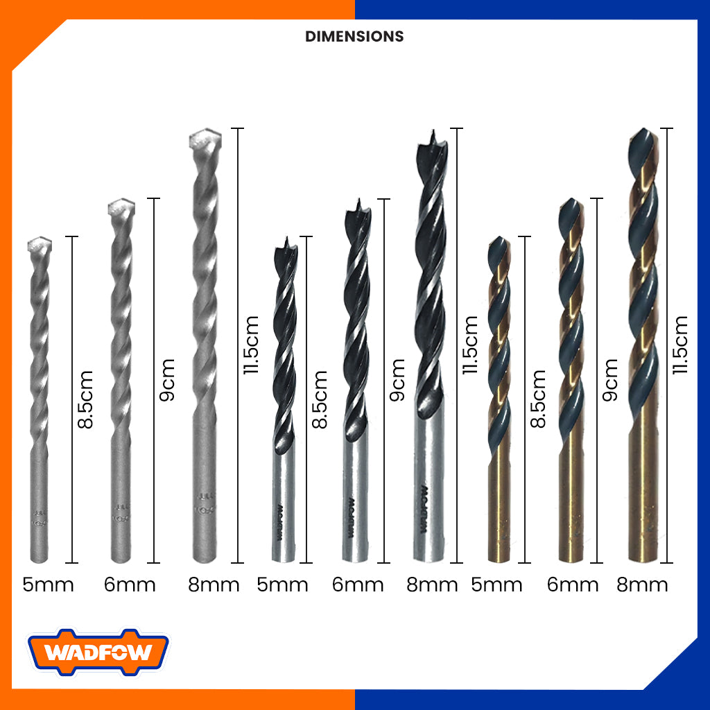 Hss Twist Drill Bits Set 9 Pcs WTD6B01