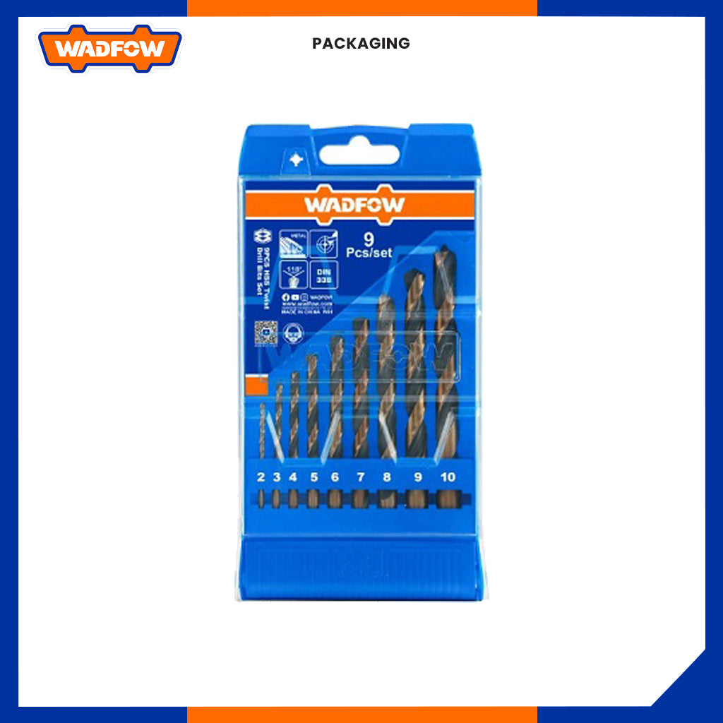 9pcs HSS Drill Bit Set 2mm to 10mm Impact Drill Bit Set for Metal Drilling, Brick