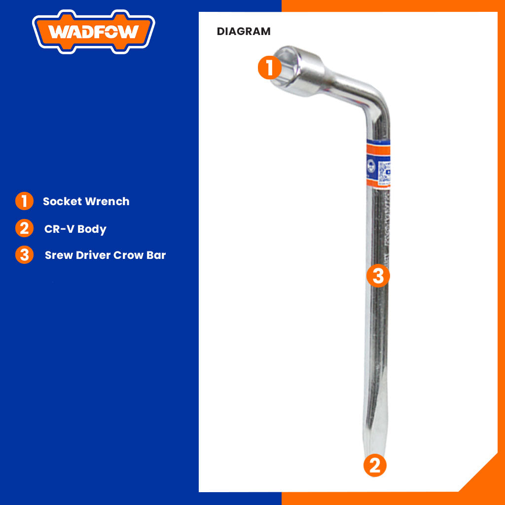 17mm-19mm Chrome plated L-Type Wrench with Screw Driver Crowbar