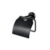 Matte Black & Chrome Plated Zinc Alloy Toilet Roll Paper Holder with LID