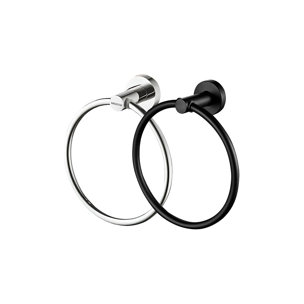 Matte Black & Chrome Plated Zinc Alloy Towel Ring