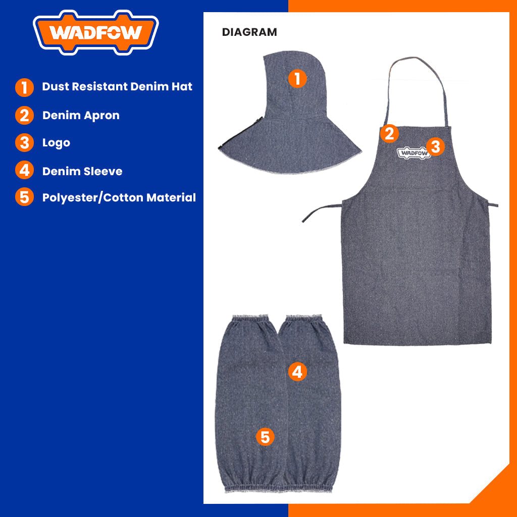 Work Set Apron Sleeve and Denim Hat For Welder WDY1803