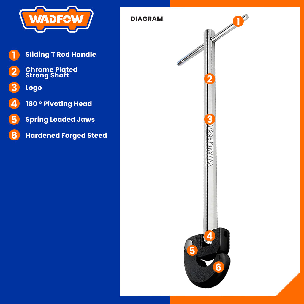 Strong & Sturdy Basin Wrench 250mm/10inch WBF1732