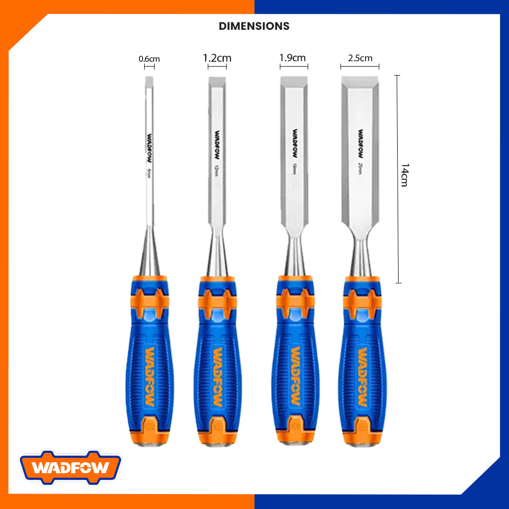 Industrial Wood Carving Hand Chisel 4 Pcs Set 6mm/12mm/19mm/25mm