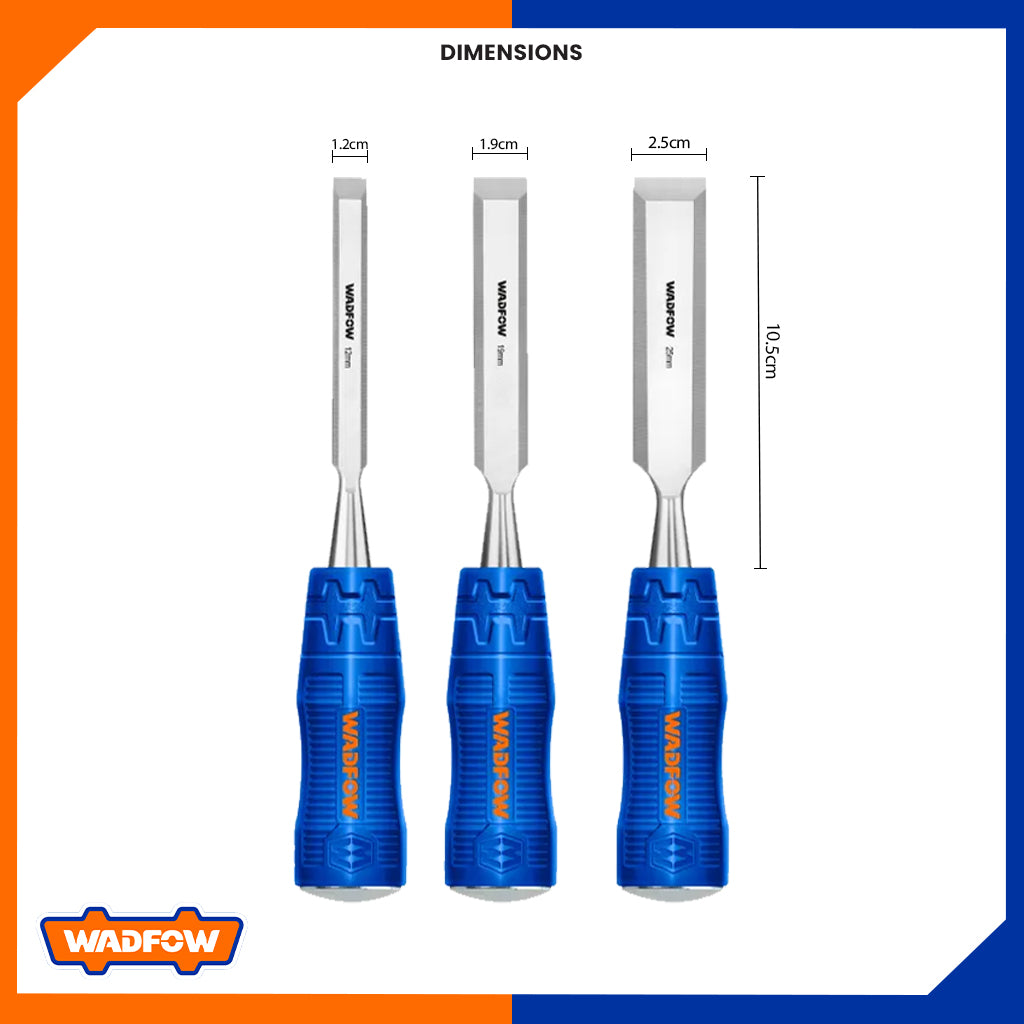 3 Pcs Industrial Wood Carving Hand Chisel Set 12mm/19mm/25mm