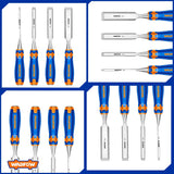 Industrial Wood Carving Hand Chisel 4 Pcs Set 6mm/12mm/19mm/25mm