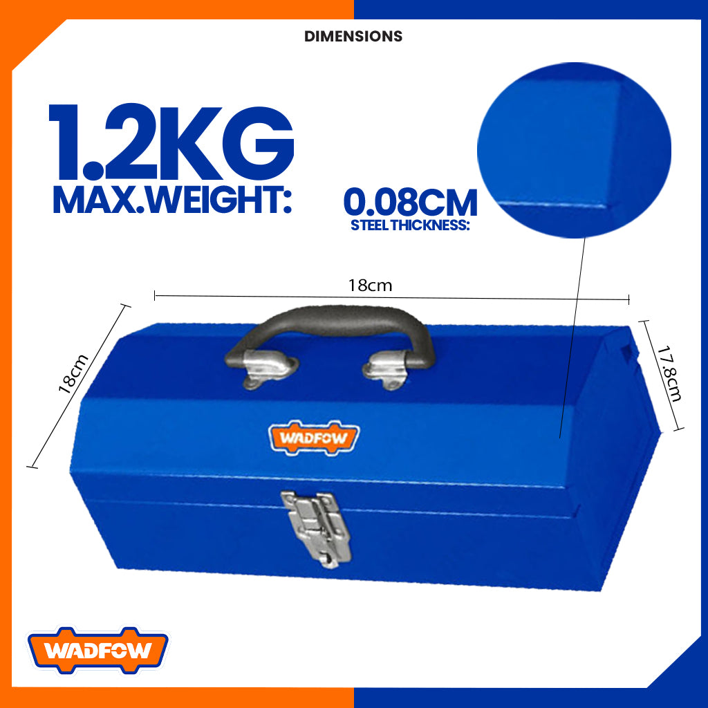 Compartment Curve Design Portable Steel Tool Box 363 x 150 x 117mm