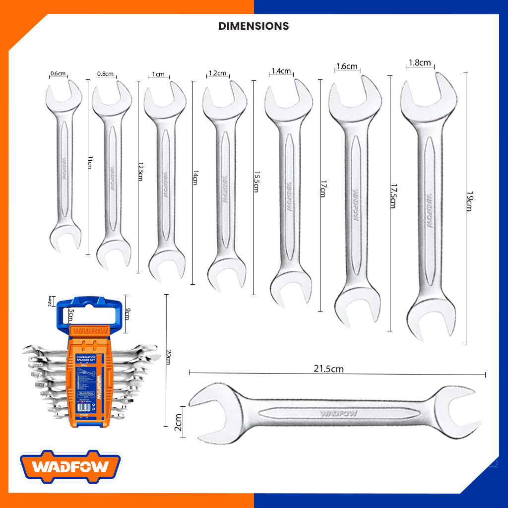 Double Open End Spanner Wrench Tool Set 8Pcs WDS2208