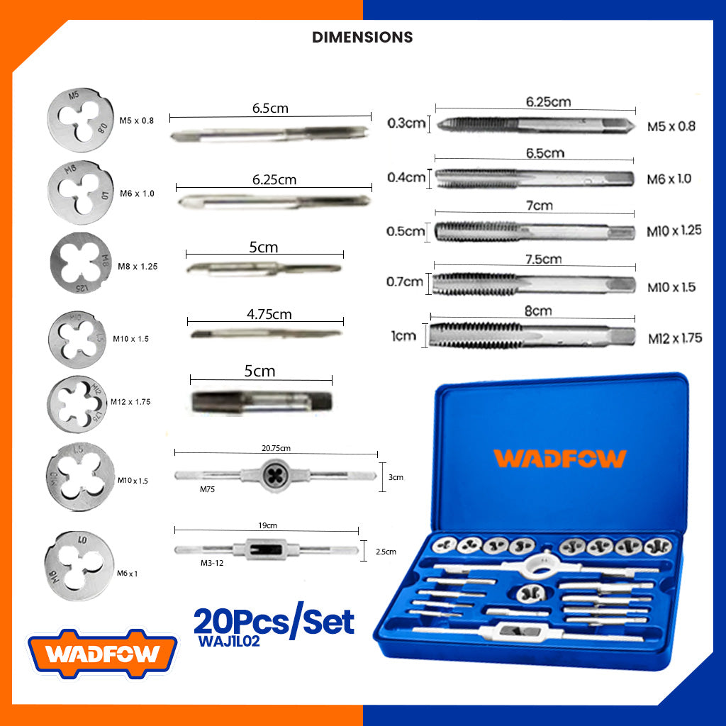 20Pcs Tap And Die Set Straight Taper