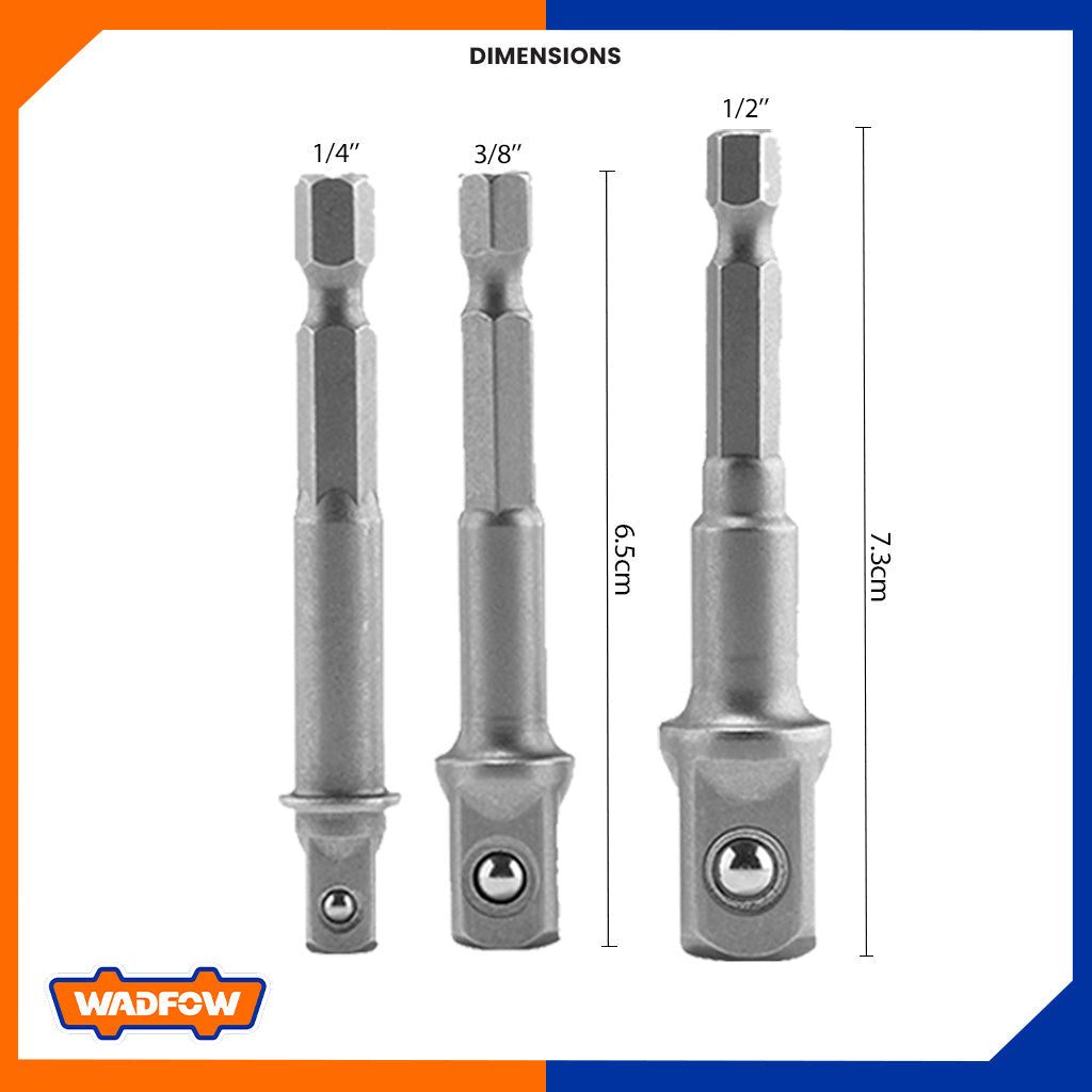 3 Pcs Socket Adaptor 1/4"" / 3/8"/ 1/2""