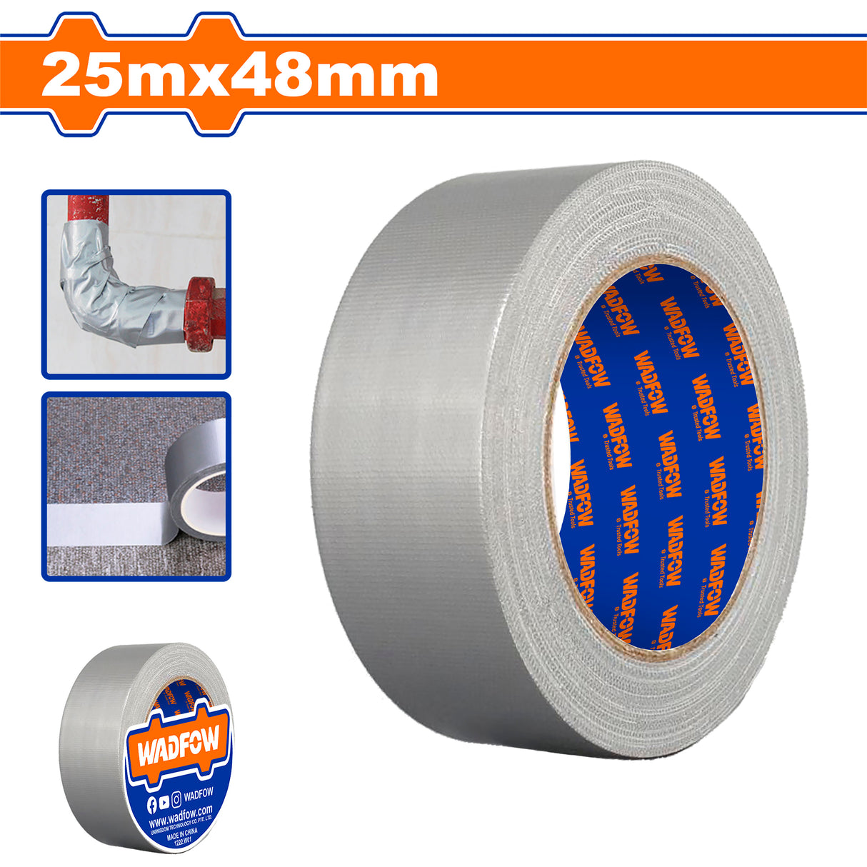 25m x 48mm(0.16mm) Duct Tape Easy to Tear by Hand WVT2H12 WAD-HT