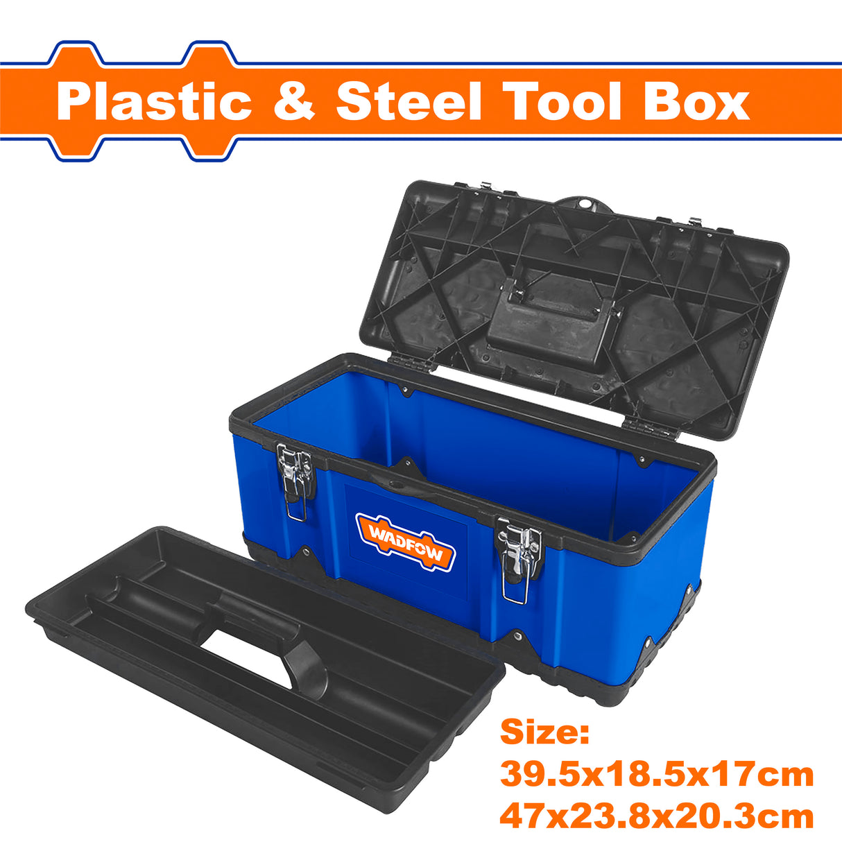 Plastic & Steel Tool Box 15.5Inch to 18.5Inch Max load: 10kg-15kg