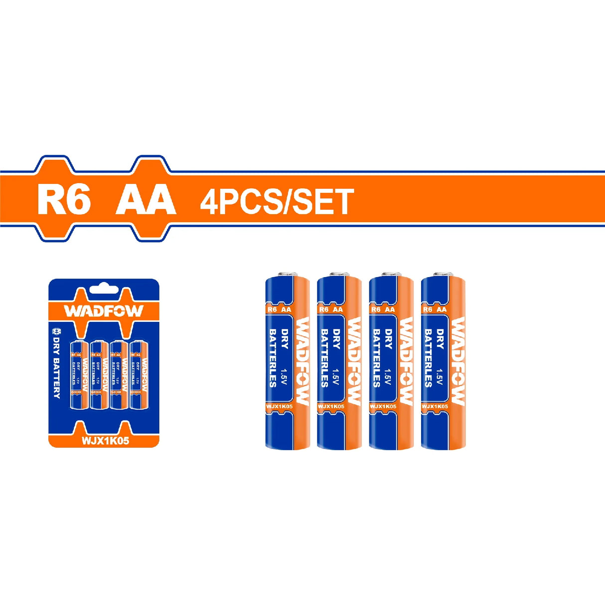 4pcs set of (AA/R6 & AAA/R03) dry batteries with Nominal Voltage 1.5V WAD-HT