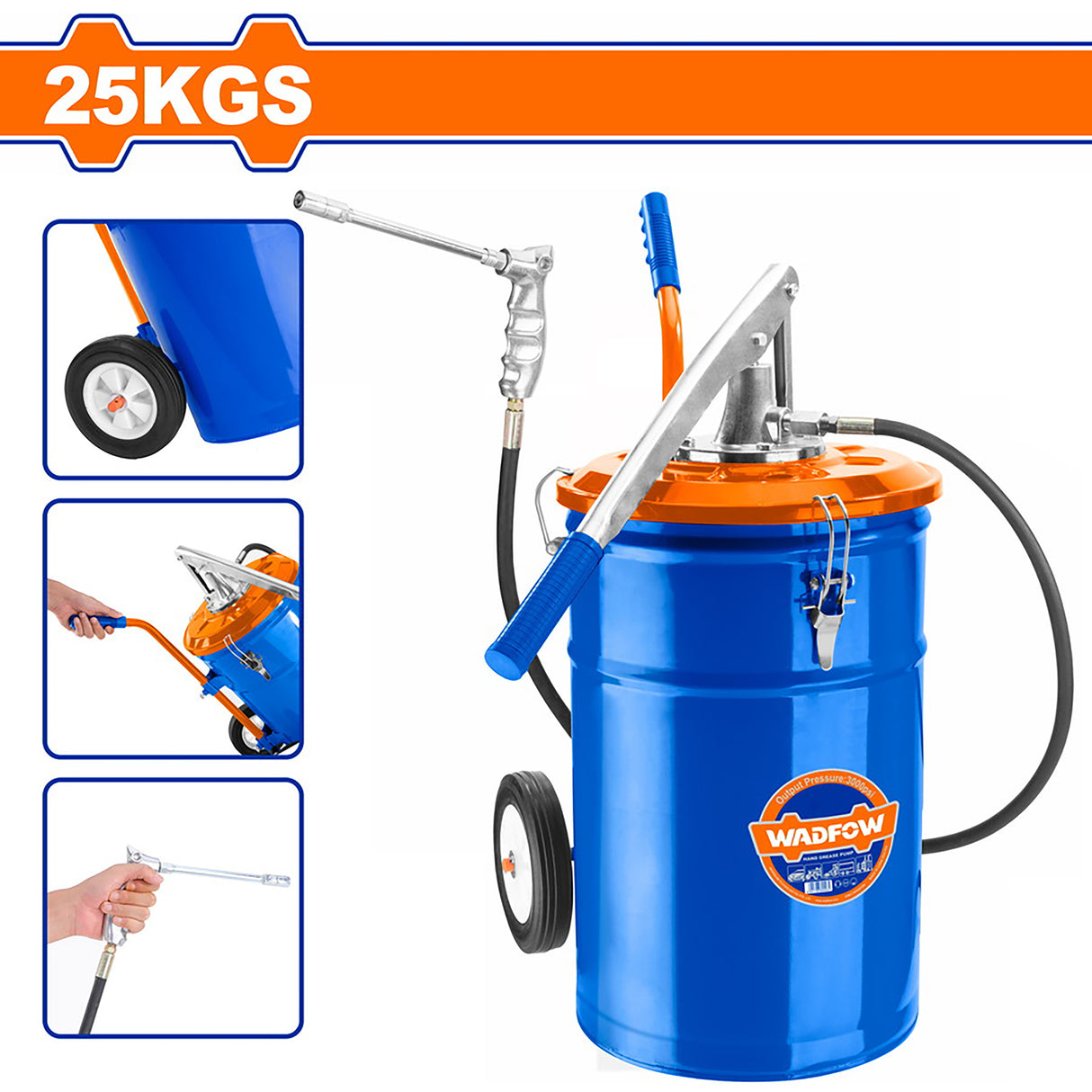 WHY2A25 3000psi /25Kgs Hand-Operated Grease Barrel Lubricator