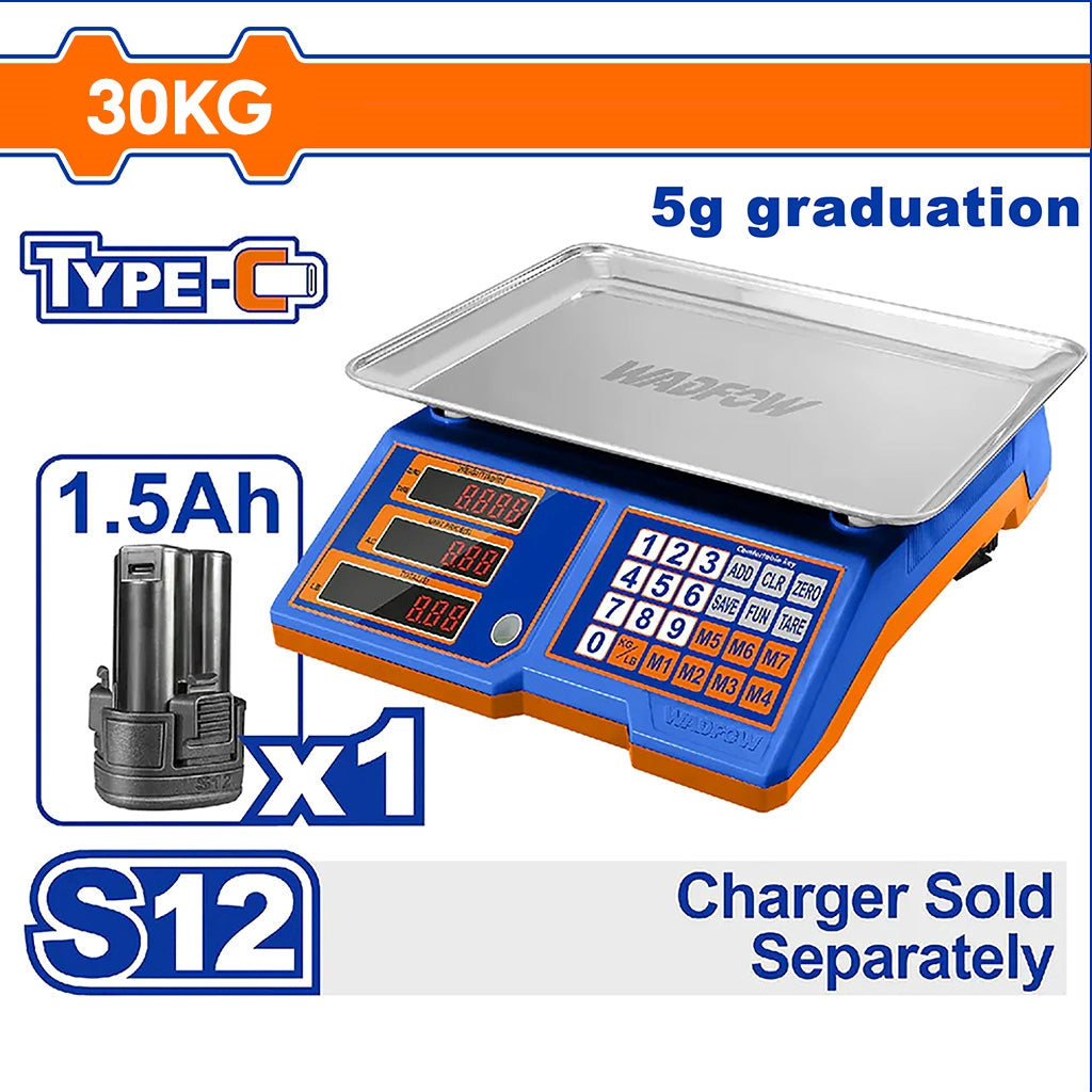 WEC1301 Rechargeable Digital Lithium-Ion Weighing Scale Timbangan Food Fruit 30KG