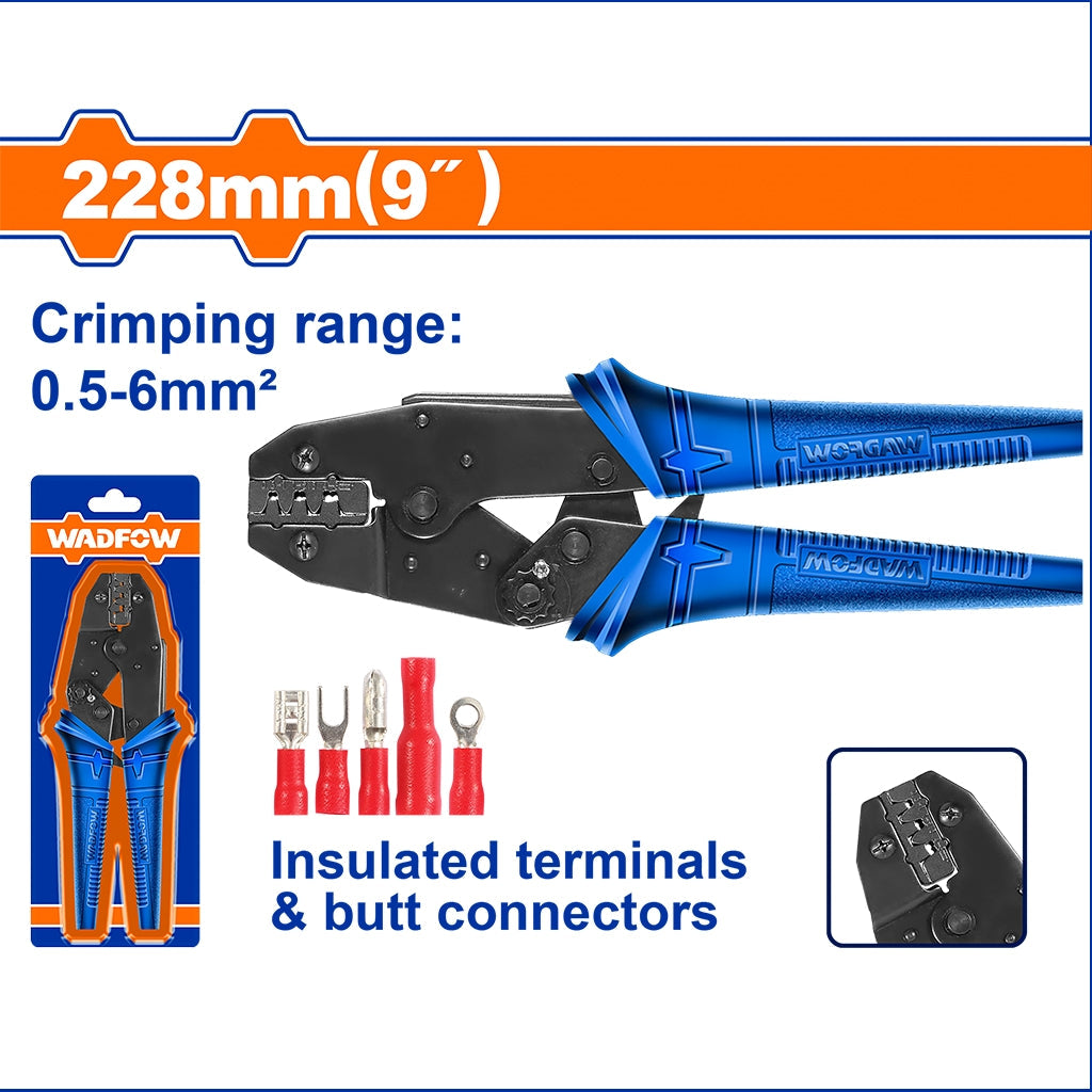 9inch Ratchet Crimping Pliers 0.5-6mm² | 1.5-6mm² | 0.5-6mm² SOLD PER PIECE WAD-HT