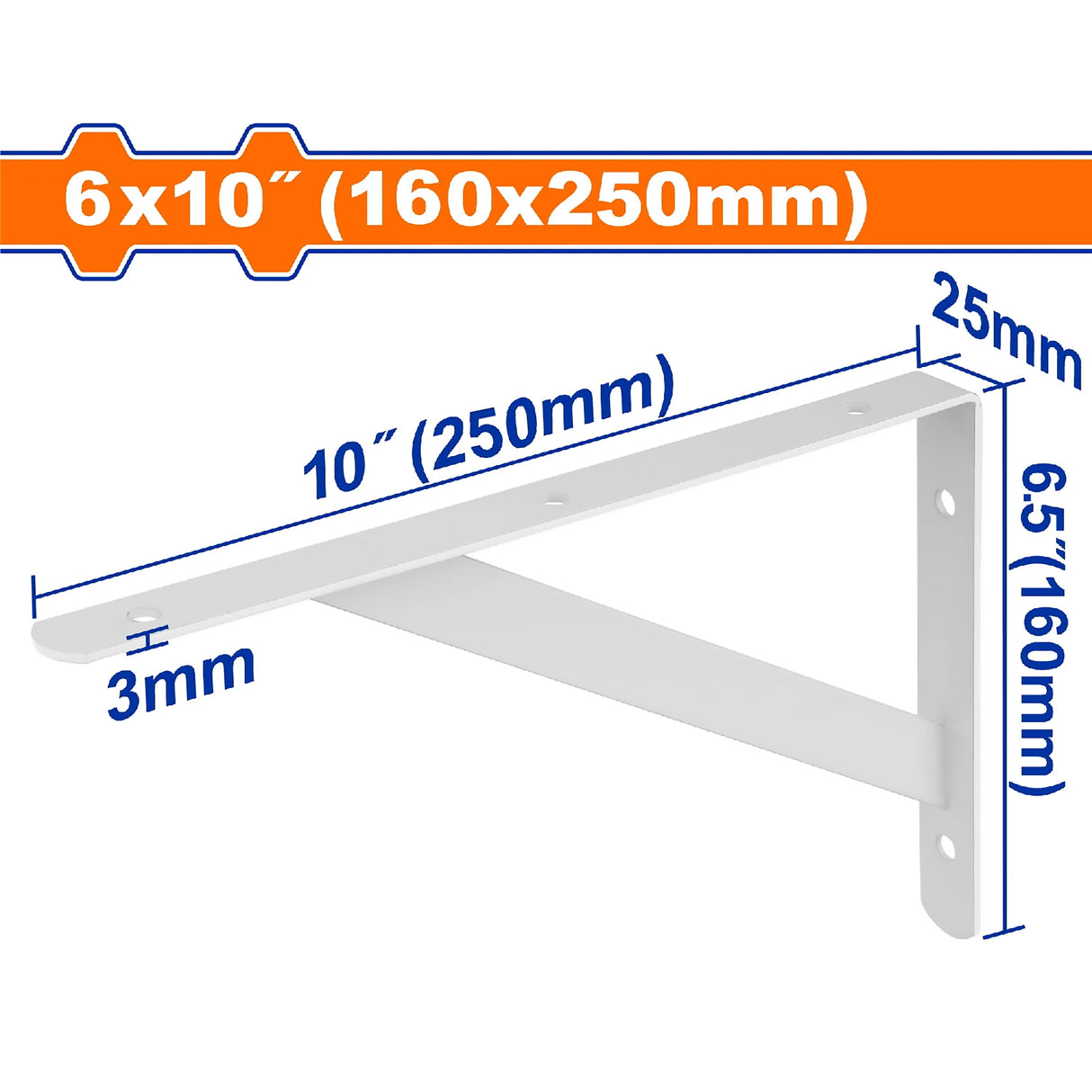 Heavy Duty Reinforced Shelf Support Brackets with 6-Fixing Points (SOLD PER PIECE)